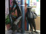 [Cliquez pour agrandir : 92 Kio] Monterrey - Le passage Sainte-Lucie : statues de Don Quichotte et Sancho Panza.