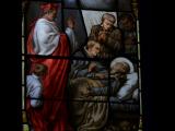[Cliquez pour agrandir : 74 Kio] Lyon - L'église Saint-Nizier : vitrail représentant la vie d'un saint : détail.