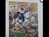 [Cliquez pour agrandir : 145 Kio] Santiago - La mission Santiago de Los Coras : mosaïque représentant Saint Jacques Matamore.