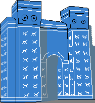 Babylone : Schéma de la reconstitution d'une des portes.
