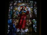 [Cliquez pour agrandir : 111 Kio] Mexico - L'église Sainte-Inès : vitrail du Sacré Cœur.