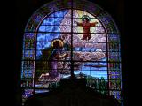 [Cliquez pour agrandir : 116 Kio] Belfort - La cathédrale : vitrail de Saint Christophe.