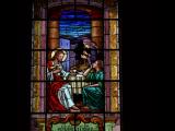 [Cliquez pour agrandir : 98 Kio] Rio de Janeiro - L'église Sainte-Marguerite-Marie : vitrail représentant Jésus chez Marthe et Marie.