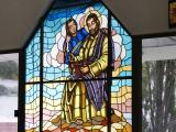 [Cliquez pour agrandir : 206 Kio] Monterrey - L'église Cristo de la Montaña : vitrail de Saint Matthieu.