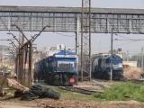 [Cliquez pour agrandir : 181 Kio] Agra - La gare d'Agra Fort : locomotives diesel.