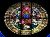 [Cliquez pour agrandir : 127 Kio] Bayonne - La cathédrale : chapelle de Saint Jérôme : vitrail de la Cananéenne : détail.